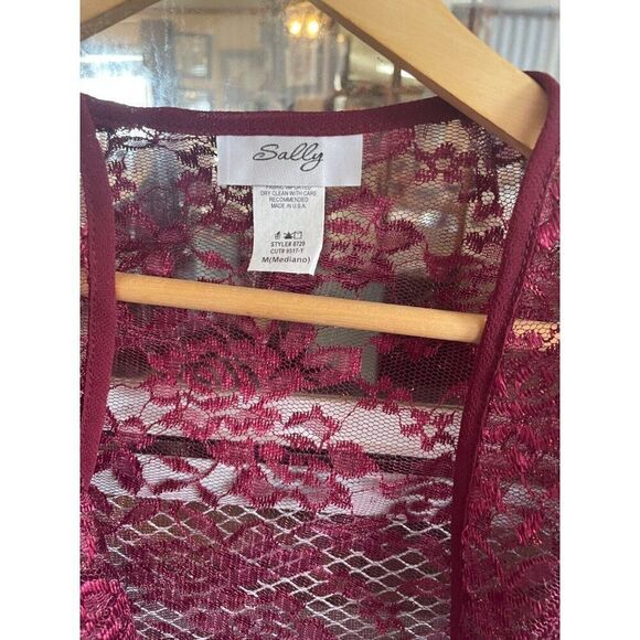 SALLY WIne / Burgundy DRESS with lace jacket SIZE M - Picture 7 of 13